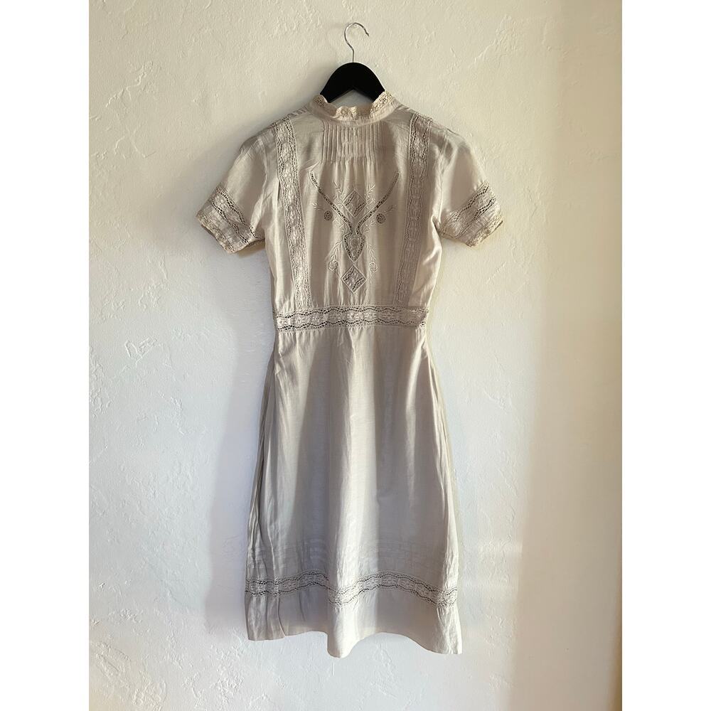 Johnny Was Cream Lace-Trim Midi Dress - Picture 6 of 8
